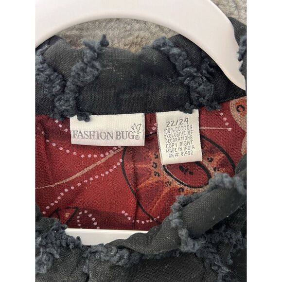 Fashion Bug Button Up Jacket‎ Womens Size 22/24 Black Floral Embroidery Canvas - Picture 3 of 9